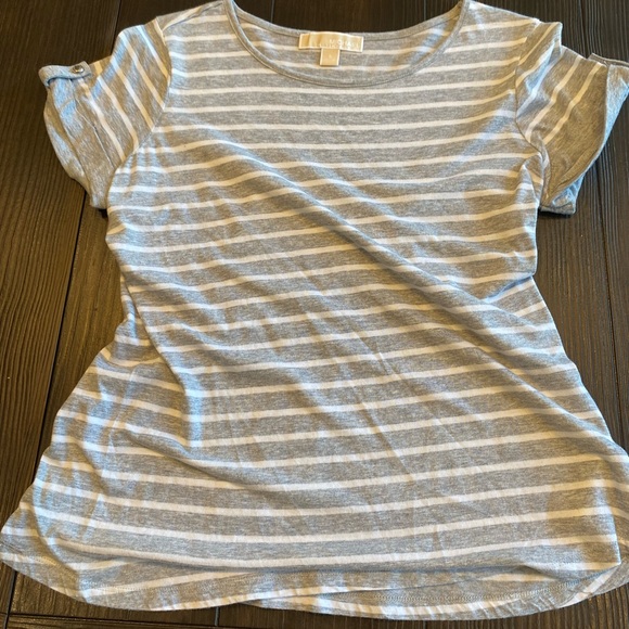 White and Grey Striped T Shirt, Michael Kors, Small, Lightly Worn - Picture 2 of 8